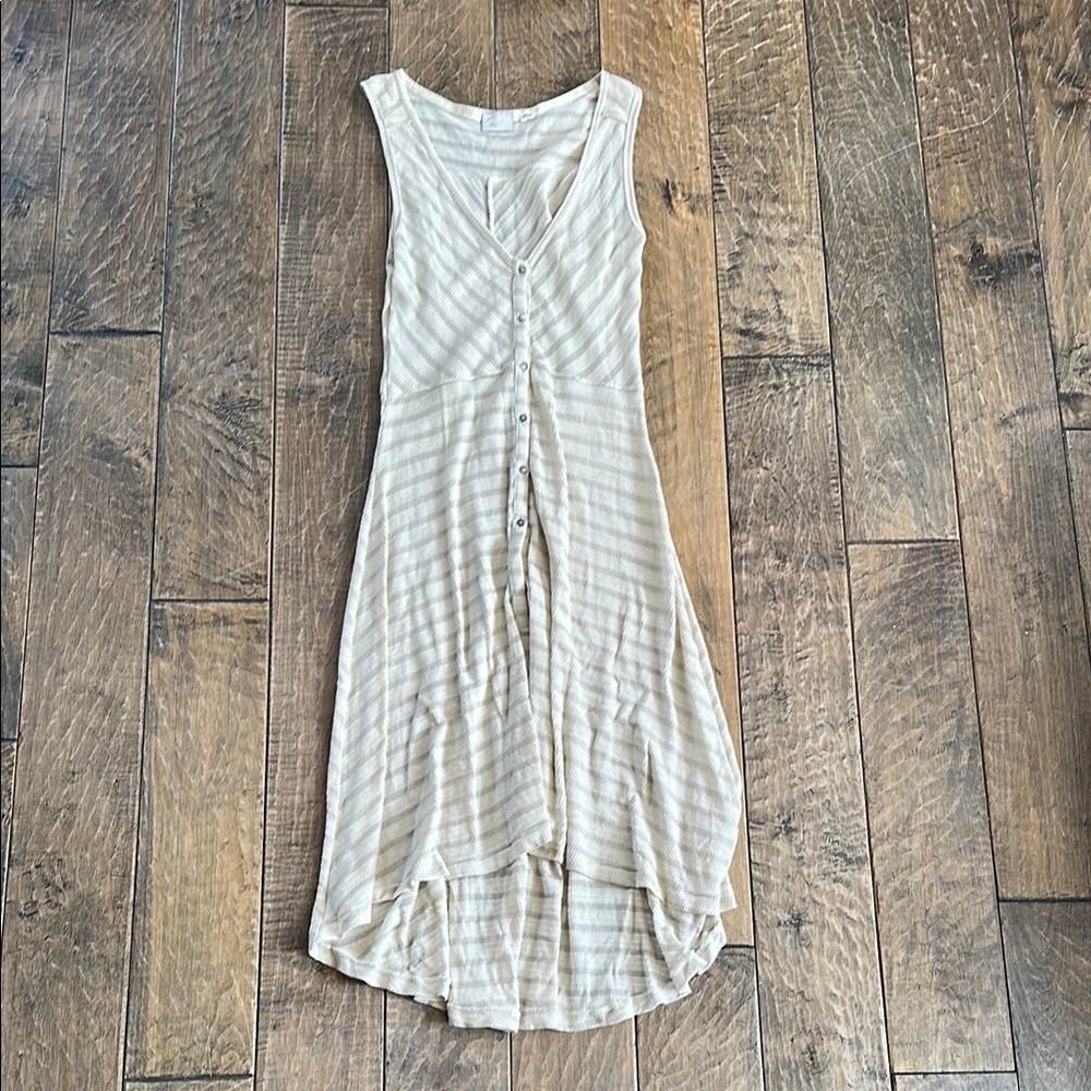 Anthropology Striped Cream Sleeveless Dress xs
